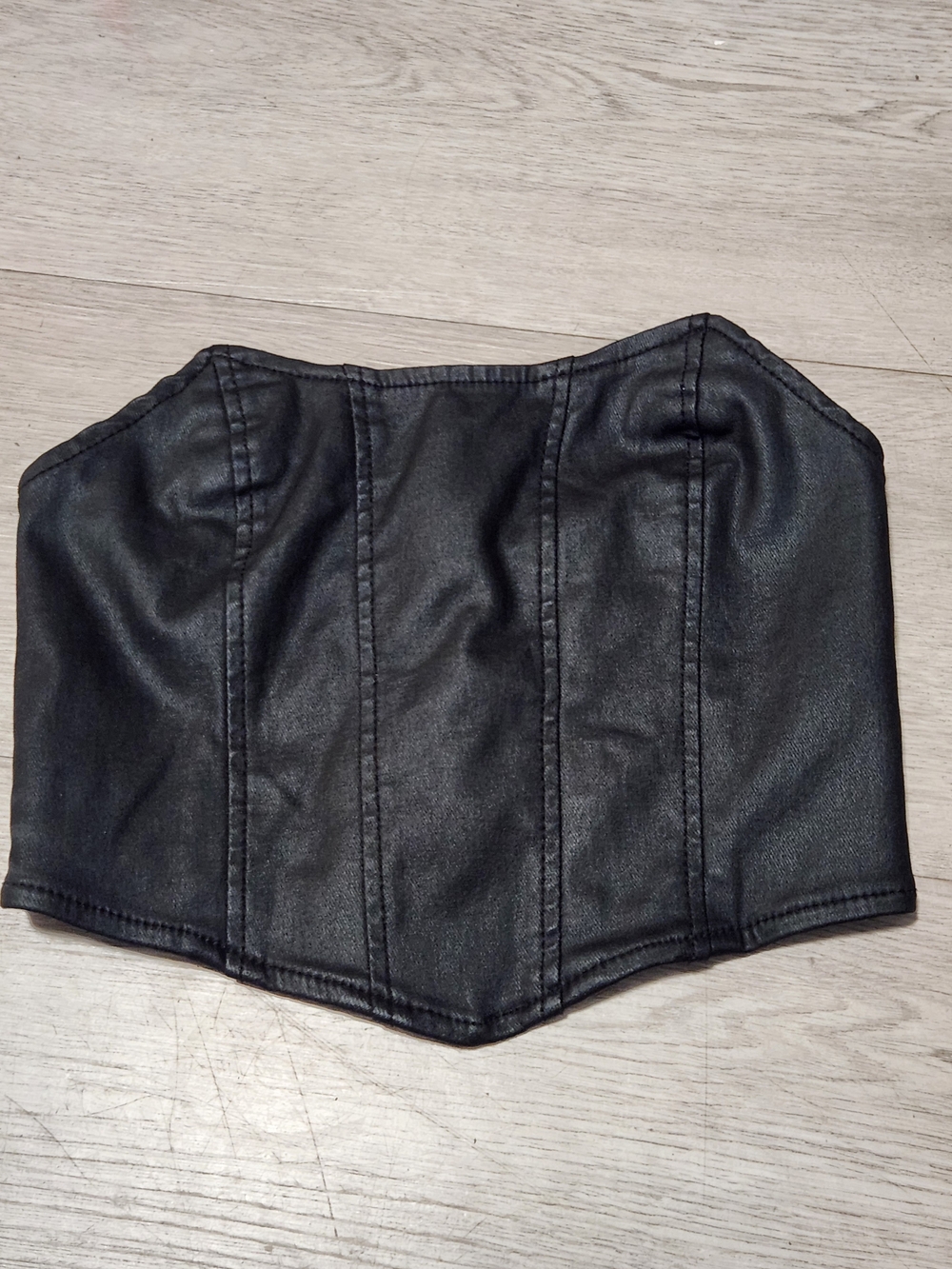 Edikted Black Faux Leather Corset Top Structured Bustier Size S